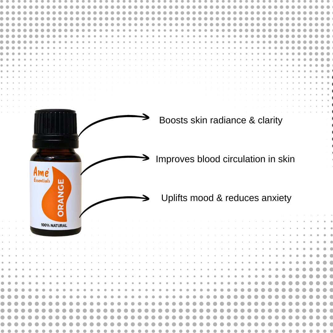 Orange Essential Oil | For Face & Hair | Brightens Skin | De Tan | Hair growth | Glowing healthy skin- 10 ML