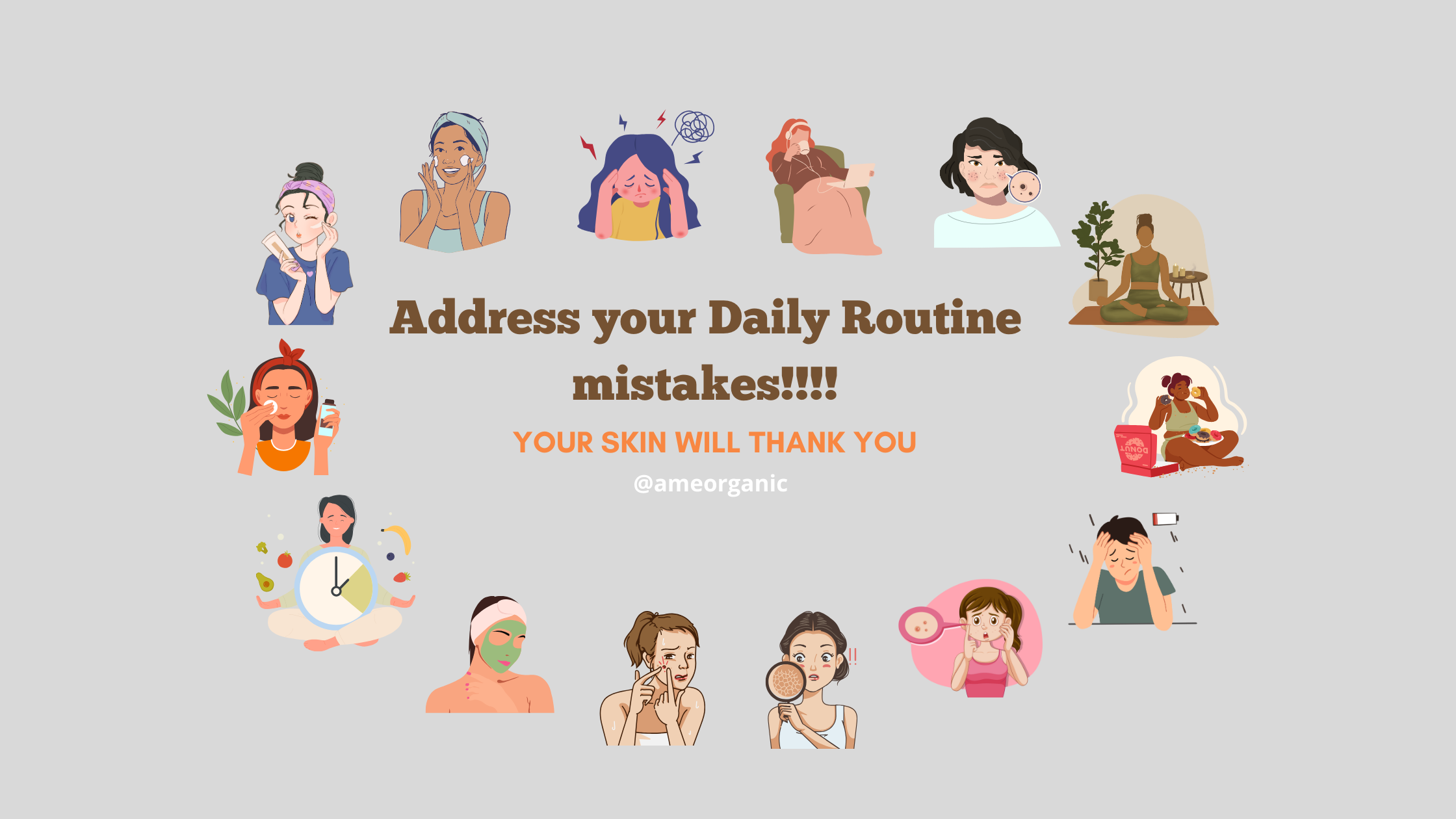 daily routine mistake, lifestyle, skin care, skin care mistakes, acne , stress, lack of sleep  smoking, skin health
