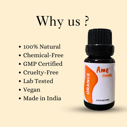 Orange Essential Oil | For Face &amp; Hair | Brightens Skin | De Tan | Hair growth | Glowing healthy skin- 10 ML