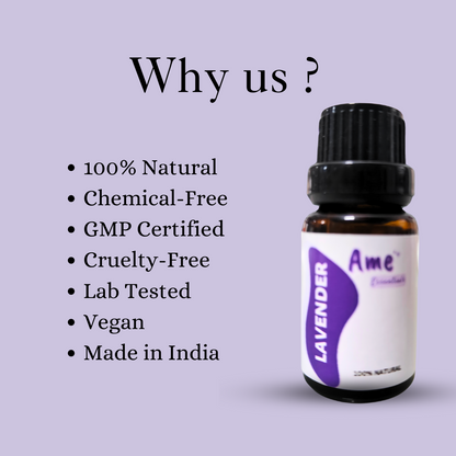 Lavender Essential Oil: Peaceful sleep | Glowing healthy skin |  Certified Organic | 100% Pure | For Hair and Skin - 10ML