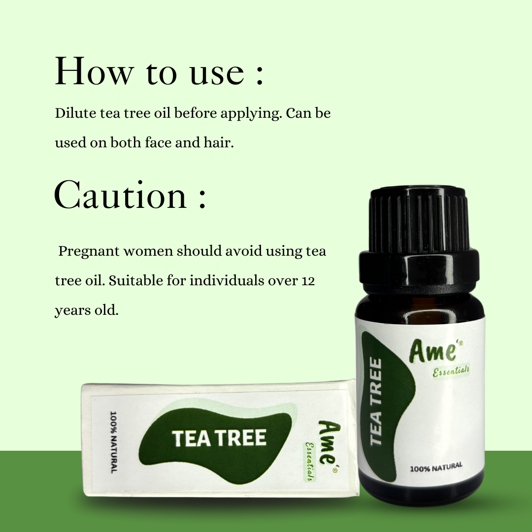 Tea Tree Essential Oil | Reduces Acne and pimples | Fights Dandruff | Certified Organic | 100% Pure | For Hair and Skin - 10ML