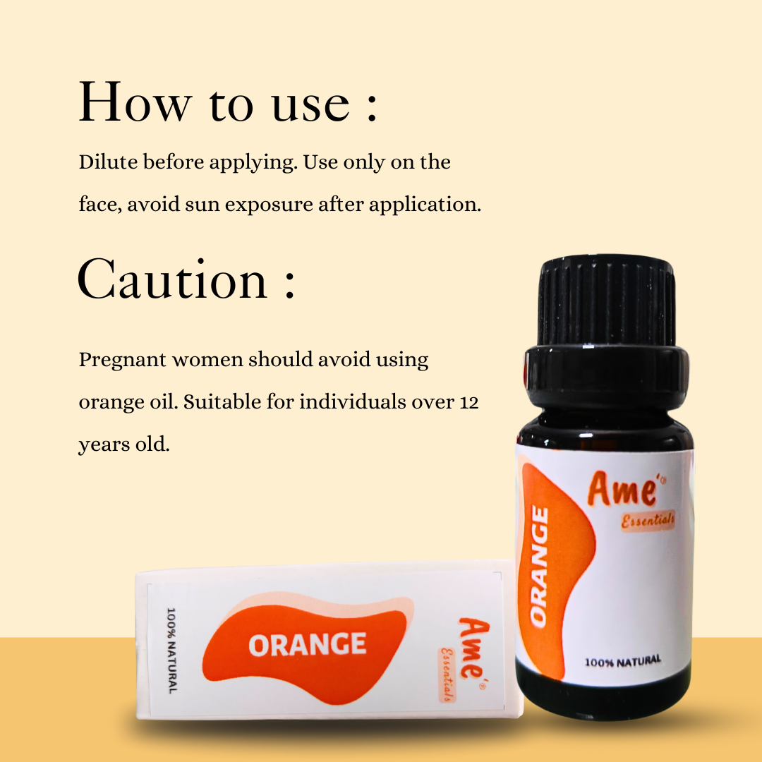 Orange Essential Oil | For Face &amp; Hair | Brightens Skin | De Tan | Hair growth | Glowing healthy skin- 10 ML