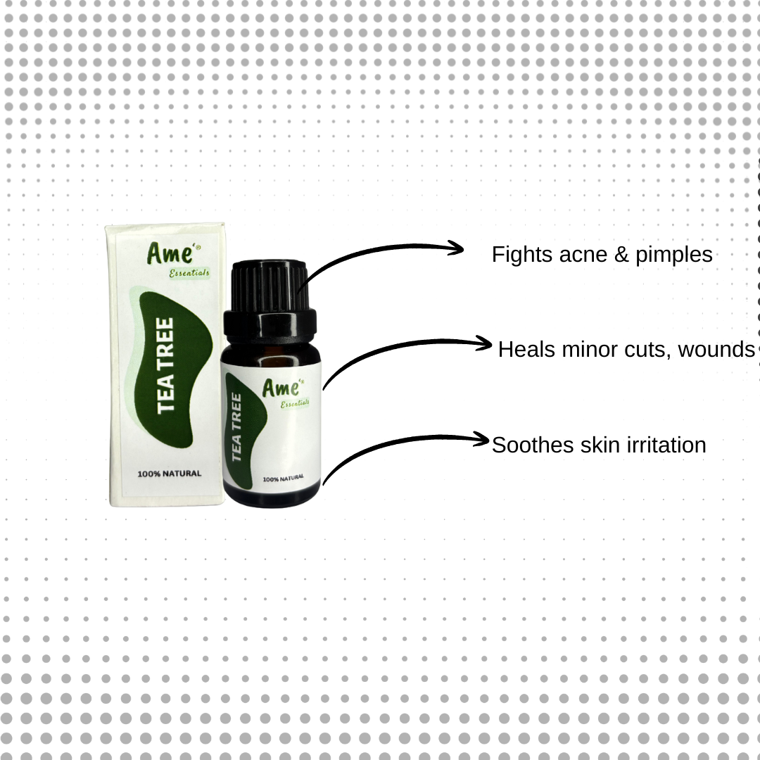 Tea Tree Essential Oil | Reduces Acne and pimples | Fights Dandruff | Certified Organic | 100% Pure | For Hair and Skin - 10ML