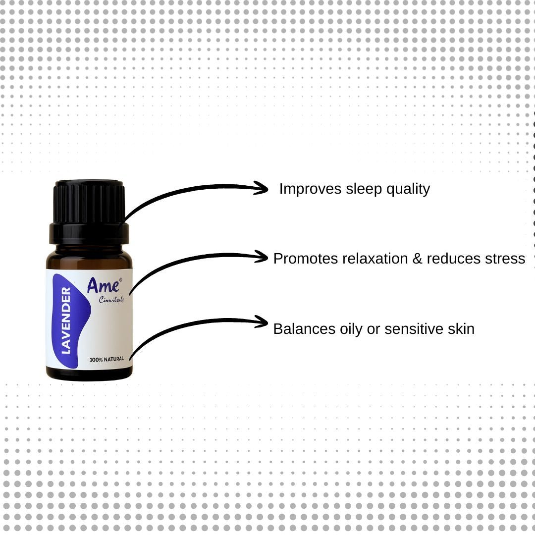 Lavender Essential Oil: Peaceful sleep | Glowing healthy skin |  Certified Organic | 100% Pure | For Hair and Skin - 10ML