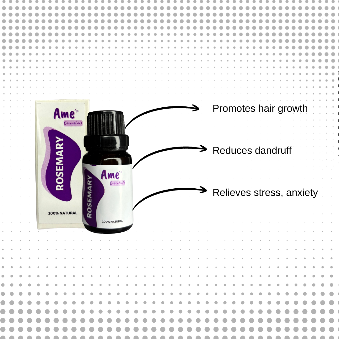 Rosemary Essential Oil | For Face &amp; Hair | Hair growth | Lighten dark spots | Improves skin complexion | Glowing Healthy skin -10ML